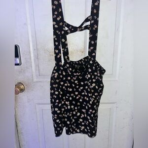 Floral Black Romper with Straps